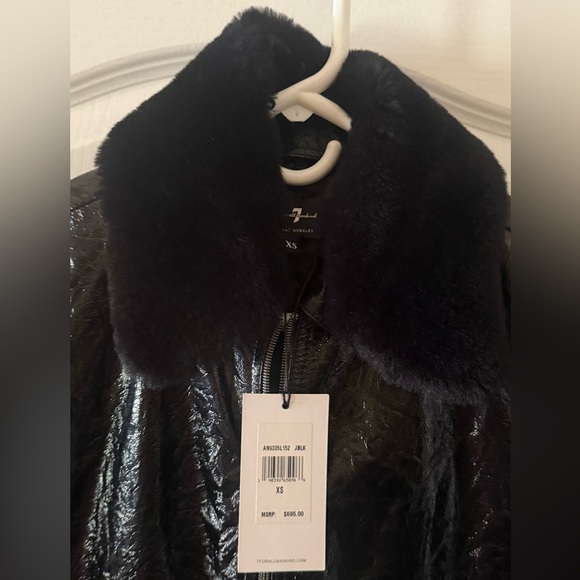 7 For All Man Kind Genuine Black Lamb Bomber Jacket w/removable fur collar NWT - Picture 8 of 16